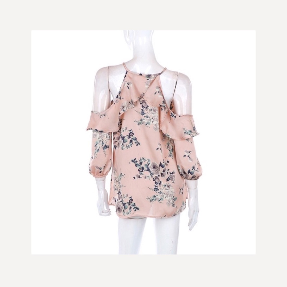 Satin Off-shoulder Ruffle Top - Picture 5 of 6